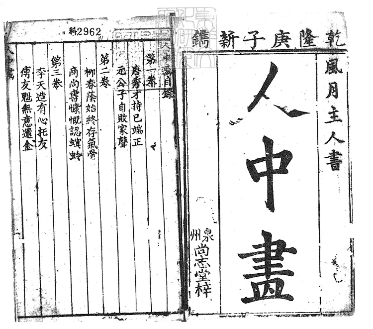 841 人中畫四卷　乾隆四十五年泉州尚志堂刊本