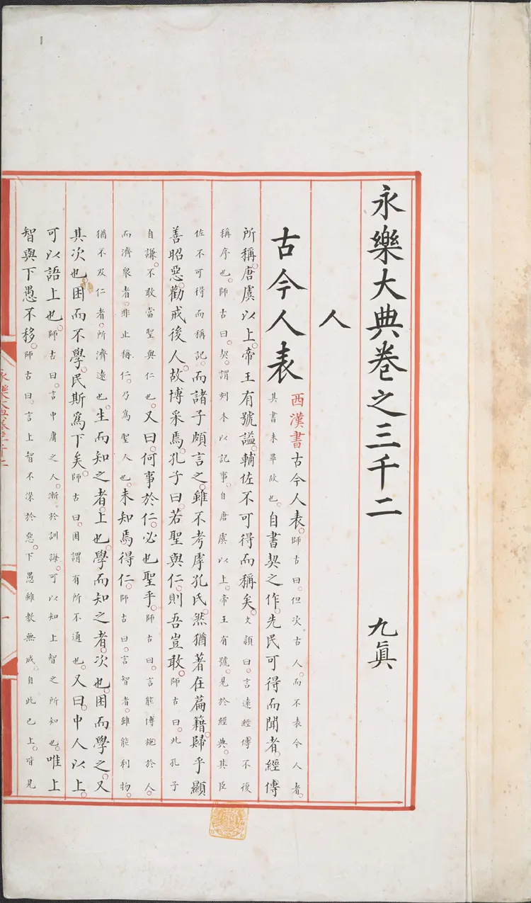 《永乐大典》卷3002人字大英图书馆藏明嘉靖隆庆间内府重写本