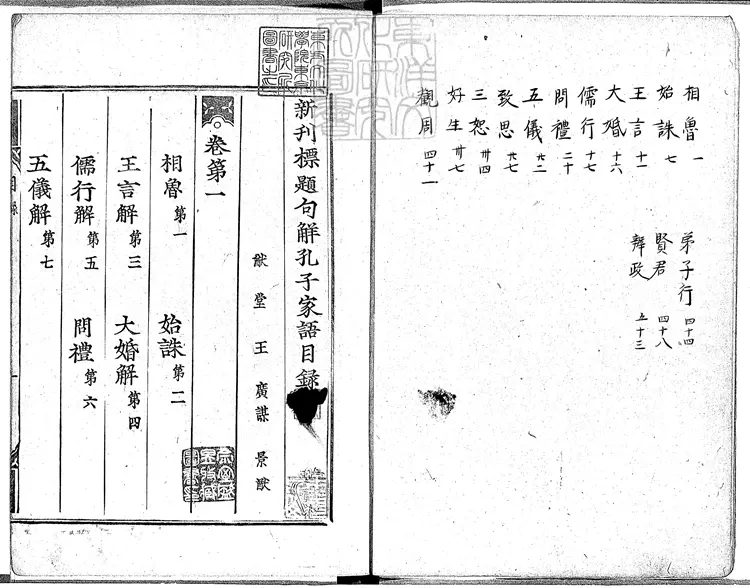 370 標題句解孔子家語三卷　慶長四年古活字印本