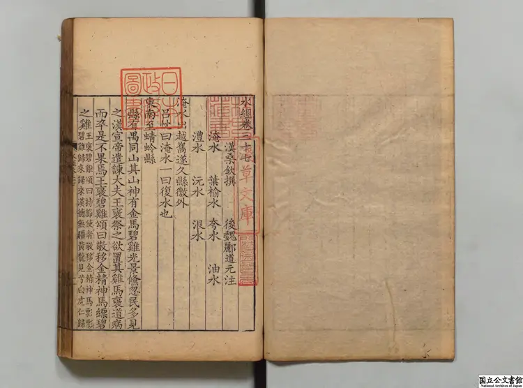 水経  選者桑欽（漢）／注釈者酈道元（後魏）／校訂者黄晟（清）清刊本