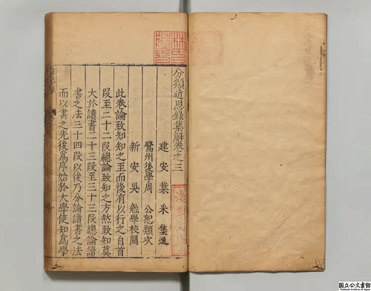 分類経進近思録集解 選者葉采（宋）／校訂者呉勉学（明）明万暦刊本