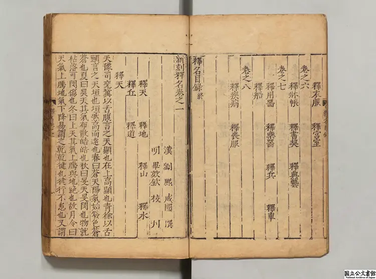 新刻釈名 選者劉熙(漢)/校訂者畢効欽(明)明刊本 新刻釈名 選者劉熙(漢)/校訂者畢効欽(明)明刊本