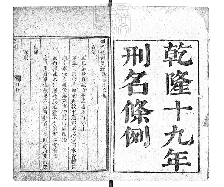 180 刑名條例不分卷　乾隆中刊本