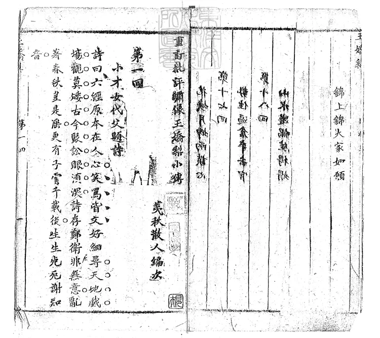 892 重訂批評繡像玉嬌梨小傳二十回 清刊本 892 重訂批評繡像玉嬌梨小傳二十回 清刊本