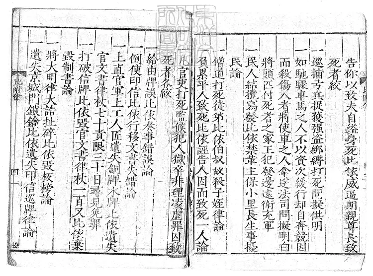 140 [大明律例附解殘二卷]比附律條一卷　嘉靖二十三年邗江書院重刊本