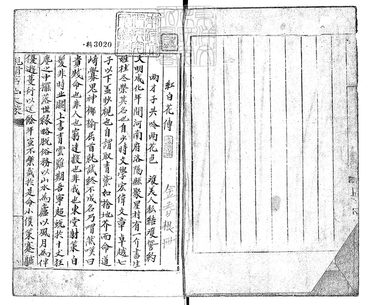 821 紅白花傳一卷　光武二年鈔本