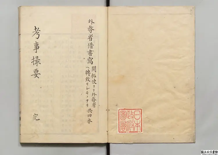 攷事抄 明治修史局写本