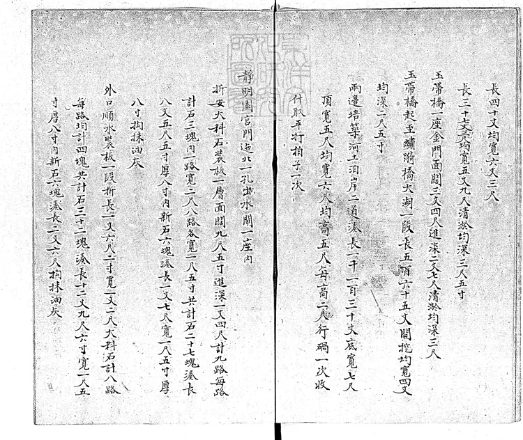 363 靜明園外出水閘至廣源閘河桶等工銷算丈尺做法清冊一卷 鈔本 363 靜明園外出水閘至廣源閘河桶等工銷算丈尺做法清冊一卷 鈔本