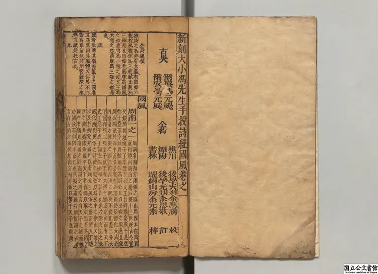 新刻大小馮先生手授詩経 著者馮元颺（明）／著者馮元飆（明）明余氏躍剣山房刊本