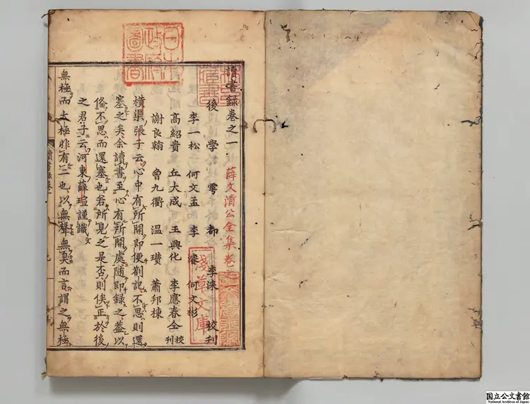 読書録 選者薛瑄（明）／校訂者李淶（明）江戸刊本