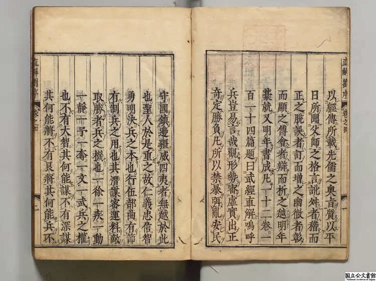 武経直解 選者劉寅（明）／補訂者張居正（明）／校訂者翁鴻業（明）寛永20年刊本