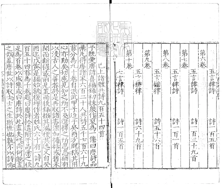 568 [唐詩品彙]拾遺十卷　嘉靖十六年序刊本