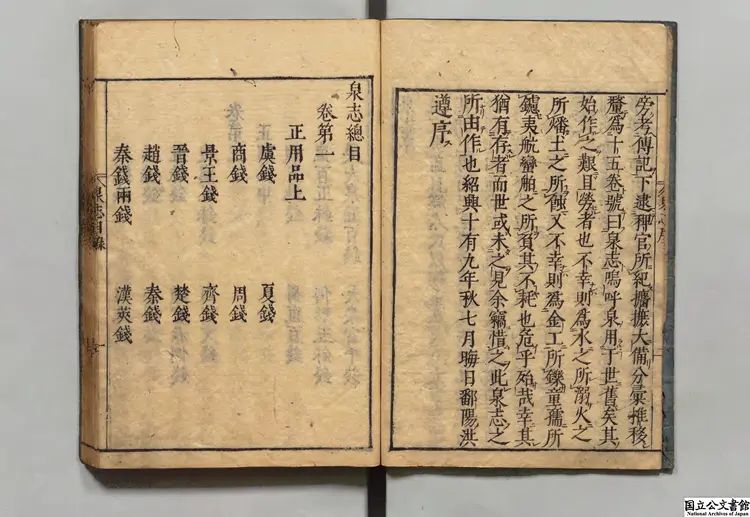 泉志 選者洪遵（宋）／校訂者胡震亨（明）元禄10年刊本