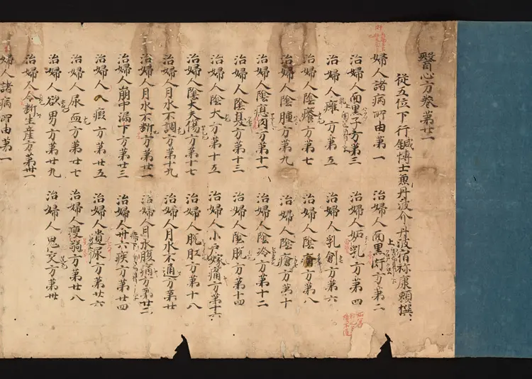 医心方.丹波康赖撰.21.卷二十一.总三十卷.十二世纪抄本.东京国立博物馆藏