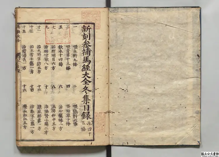 新刻針医参補馬経大全 著者馬師問（明）江戸刊本