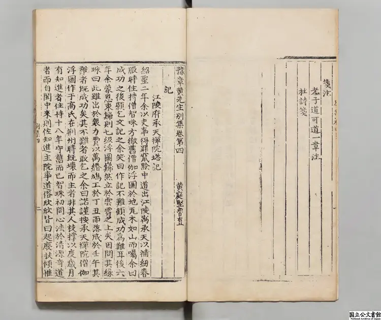 山谷全書 選者黄庭堅（宋）／編者周李鳳（明）／編者黄（宋）／著者黄庶（宋）明嘉靖06年刊本0050