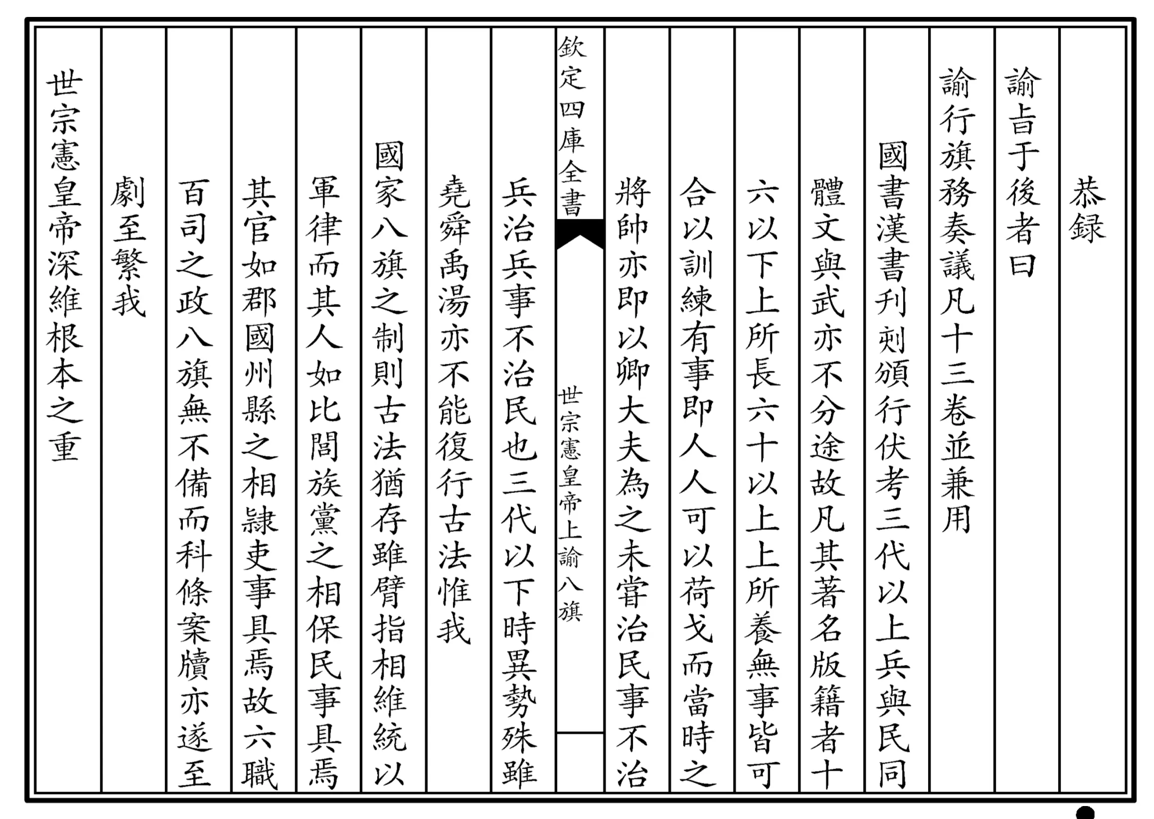 世宗宪皇帝上谕八旗 世宗宪皇帝上谕八旗