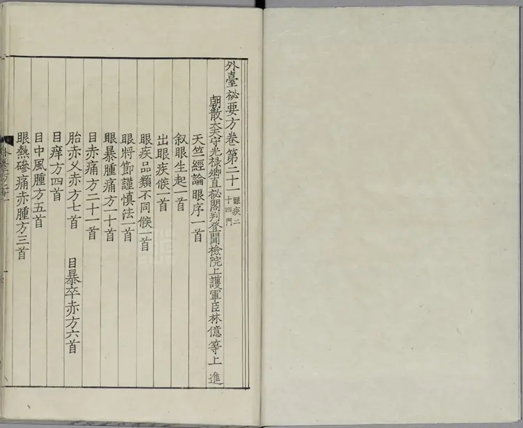 外台秘要方.唐.王焘撰.卷21至40.总四十卷.影钞南宋绍兴时期两浙东路茶盐司刊本.杨守敬旧藏