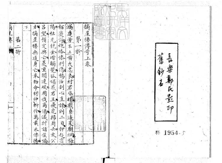 660 摘星樓傳奇二卷 彙印傳奇第一集景舊鈔本 660 摘星樓傳奇二卷 彙印傳奇第一集景舊鈔本