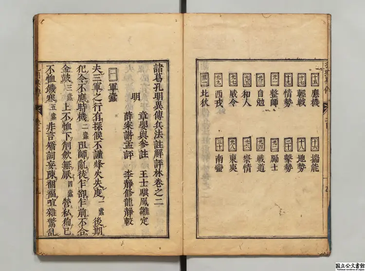 諸葛孔明異伝兵法註解評林 著者章嬰（明） 万治04年刊本