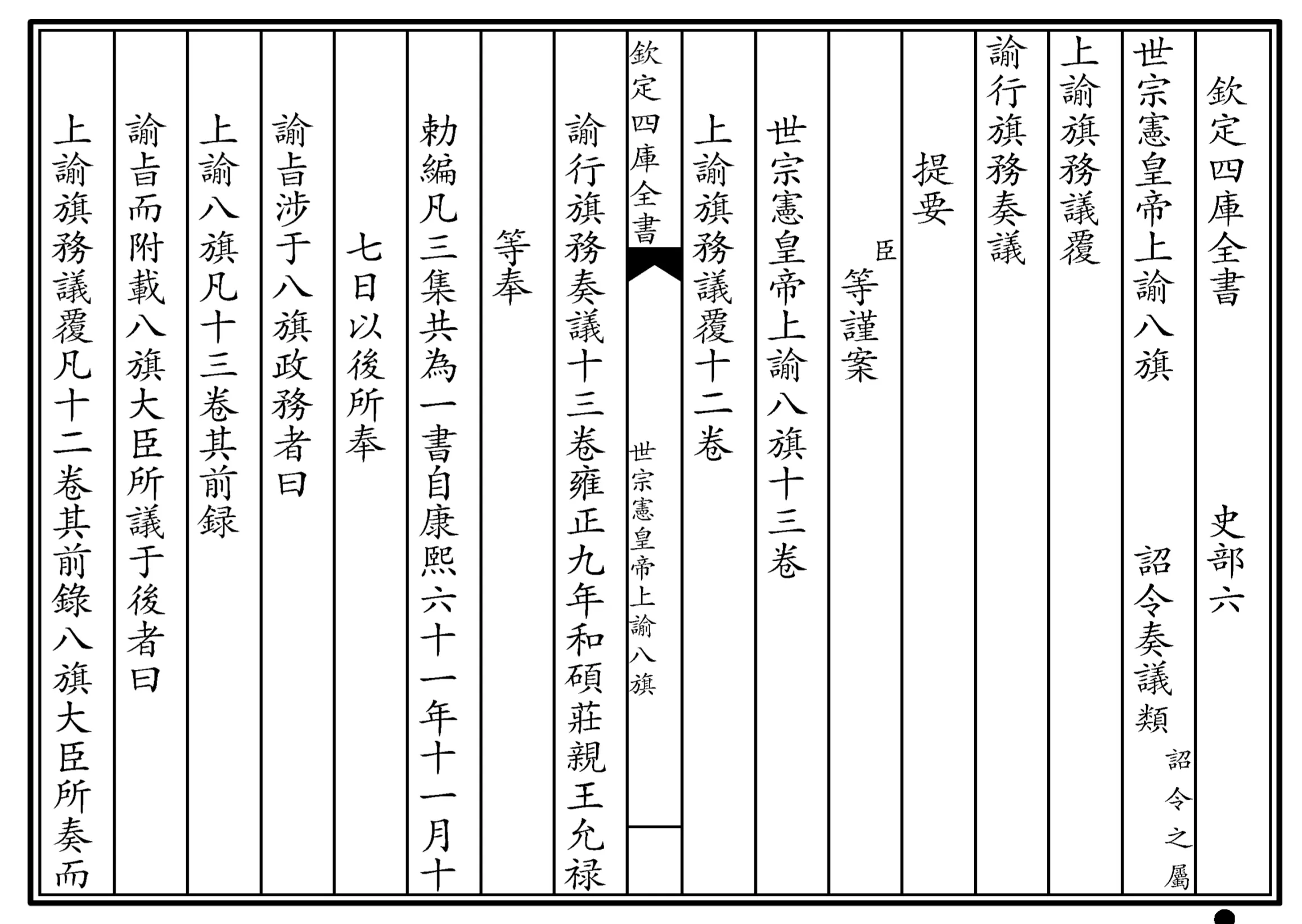 世宗宪皇帝上谕八旗 世宗宪皇帝上谕八旗