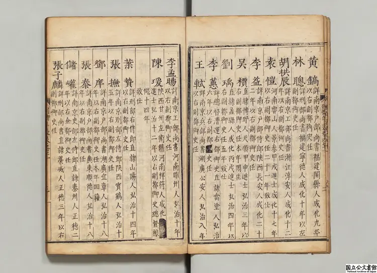 国朝列卿年表 編者雷礼(明)明刊本 国朝列卿年表 編者雷礼(明)明刊本