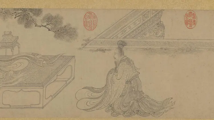 老子授经图卷.传元代.盛懋作.吴叡.隶书道德经.纸本墨笔.北京故宫博物院藏